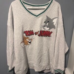 Tom and Jerry Kids Heather Gray V-Neck Sweatshirt